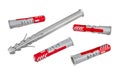 Group of universal nylon anchors for fixing in masonry isolated on a white background Royalty Free Stock Photo