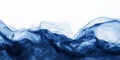 Abstract Blue Wave Painting on White Background