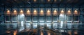 Expansive distribution center, clean design, front view, showing logistic capabilities, scifi tone, Splitcomplementary color