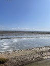 Panoramic View of Salt Farms: Sustainable Harvesting and Food Production Scenery. Royalty Free Stock Photo