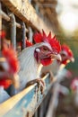 Expansive industrial chicken coop hosting growing poultry flock in contemporary farm setting