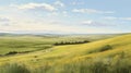 Expansive Landscape Of Yellow Flowers: A Digital Prairiecore Painting