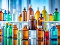 A Comprehensive Overview of Pharmaceutical Medications A Detailed Panoramic View of Medicine Bottles on a Pharmacy Royalty Free Stock Photo