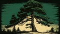 Expansive Pine: A Majestic Vector Art of a Towering Tree Made with Generative AI