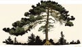 Expansive Pine: A Majestic Vector Art of a Towering Tree Made with Generative AI