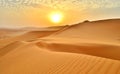 Expansive Sand Dunes in the Arabian Desert at Sunset