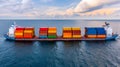 Colorful Cargo Ship at Sea Royalty Free Stock Photo