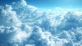 Expansive view of fluffy clouds in a bright blue sky. Royalty Free Stock Photo