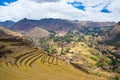 Expansive view of Inca terraces in Pisac, Sacred Valley, Peru