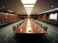 Empty conference room with organized seating