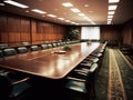 Empty conference room with organized seating