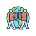 Color illustration icon for Expat, expatriate and migrant Royalty Free Stock Photo
