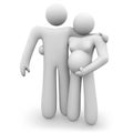 Expectant Couple Embracing - Awaiting Baby Royalty Free Stock Photo