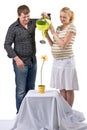 Expectant couple with flower Royalty Free Stock Photo