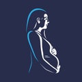 Expectant mother hugs the baby in her belly Royalty Free Stock Photo