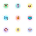 Expectant mother icons set, pop-art style