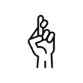 Black line icon for Expectation, cross and finger Royalty Free Stock Photo