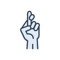 Color illustration icon for Expectation, cross and finger Royalty Free Stock Photo