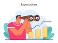 Expectations concept. Focused analysis on business growth trends.