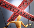 Expectations control, power, authority and manipulation symbolized by control bar with word Expectations pulling the strings Royalty Free Stock Photo