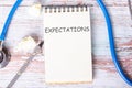 EXPECTATIONS the text is written on a notebook Royalty Free Stock Photo