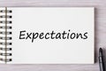 Expectations written on notebook Royalty Free Stock Photo
