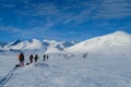 Expedition beyond Northern polar circle on ski, skitour trip