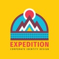 Expedition - concept badge logo design. Mountains climbing creative logo.