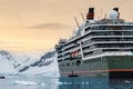 Expedition cruise ship Seabourn Pursuit in Neko Harbor, Antarctica. Royalty Free Stock Photo