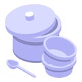 Expedition dish icon isometric vector. Food steel