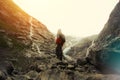 Expedition on a glacier in the mountains Royalty Free Stock Photo