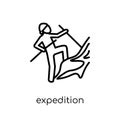 expedition icon. Trendy modern flat linear vector expedition icon on white background from thin line Architecture and Travel coll