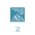 Expedition mountain climb logo. Ice peaks travel. Extreme clothing mark. Royalty Free Stock Photo