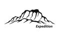 Expedition in mountains outdoor adventure climbing mountain range logo Royalty Free Stock Photo