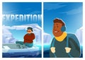 Expedition poster with people on glacier in arctic Royalty Free Stock Photo