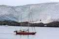 Expedition sailing ship at anchor in Port Lockroy Bay