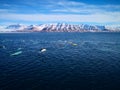 Expedition on ship and boat in Svalbard beluga wales norway landscape ice nature of the glacier mountains of Spitsbergen Royalty Free Stock Photo