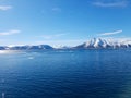 Expedition on ship and boat in Svalbard norway landscape ice nature of the glacier mountains of Spitsbergen Longyearbyen Svalbard Royalty Free Stock Photo