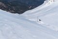 People hiking in the snow at Vardousia mountains in Central Greece- E4 path Royalty Free Stock Photo