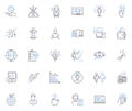 Expense budgeting line icons collection. Allocation, Planning, Control, Forecasting, Analysis, Management, Tracking