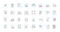 Expense - Expenditure linear icons set. Budget, Cost, Spending, Investment, Consumption, Outlay, Disbursement line