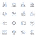 Expense management line icons collection. Budgeting, Invoicing, Approvals, Tracking, Reimbursement, Analyzing