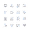 Expense management line icons collection. Budgeting, Tracking, Analysis, Automation, Receipts, Invoicing, Auditing