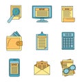 Expense report transaction icon set vector color Royalty Free Stock Photo