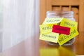 Expenses and orther tags on savings money jar