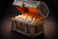 Expensive Chicken Eggs Concept in an Open Treasure Chest - Generative AI