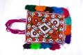 Expensive colorful bag,beautiful indian traditional bags,embroidery handbag,traditional bags-wallet on white background