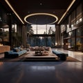 expensive designer interior with exclusive luxury and futuristic elements