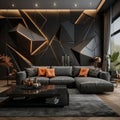 expensive designer interior with exclusive luxury and futuristic elements