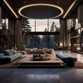 expensive designer interior with exclusive luxury and futuristic elements